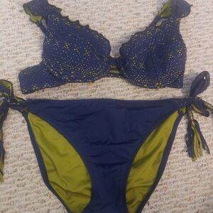 BECCA Blue and Green Bikini Top